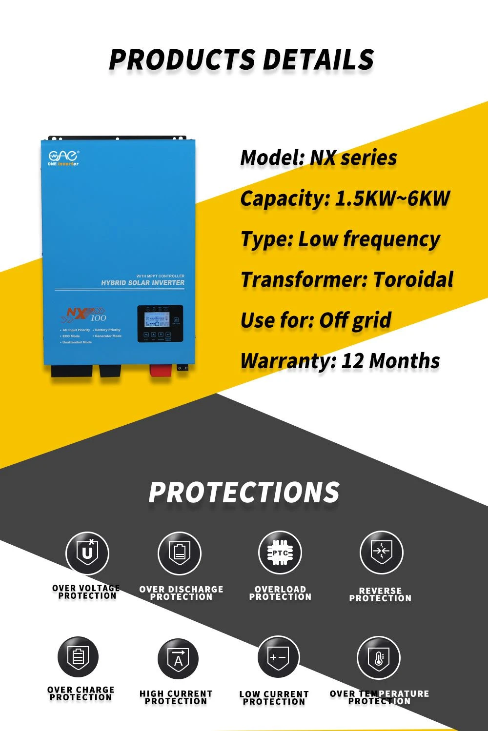 dc to ac hybrid solar inverter